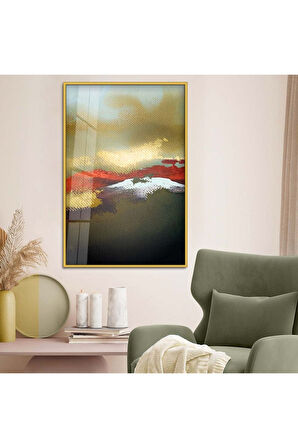 Gümüş Metal Çerçeveli Modern Çizim Soyut Tema Kırılmaz Cam Tablo