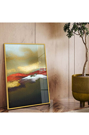 Gümüş Metal Çerçeveli Modern Çizim Soyut Tema Kırılmaz Cam Tablo