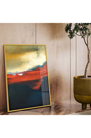 Siyah Metal Çerçeveli Modern Çizim Soyut Tema Kırılmaz Cam Tablo