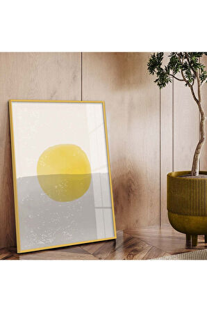 Gümüş Metal Çerçeveli Kolaj Çizim Soyut Tema Kırılmaz Cam Tablo