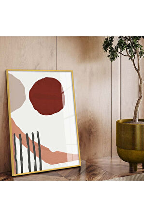 Siyah Metal Çerçeveli Kolaj Çizim Soyut Tema Kırılmaz Cam Tablo