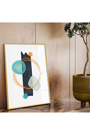 Siyah Metal Çerçeveli Modern Çizim Soyut Tema Kırılmaz Cam Tablo