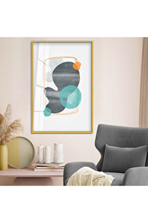 Gümüş Metal Çerçeveli Modern Çizim Soyut Tema Kırılmaz Cam Tablo