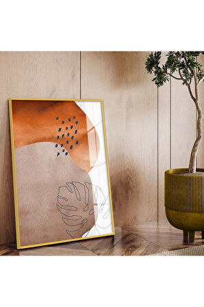 Gümüş Metal Çerçeveli Modern Çizim Soyut Tema Kırılmaz Cam Tablo