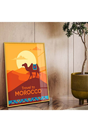 Gümüş Metal Çerçeveli Modern Çizim Seyahat Tema Kırılmaz Cam Tablo