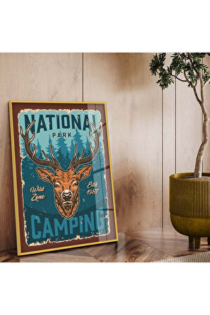 Siyah Metal Çerçeveli Modern Çizim Hayvanat Bahçesi Tema Kırılmaz Cam Tablo