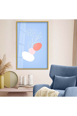 Siyah Metal Çerçeveli Modern Çizim Yaprak Tema Kırılmaz Cam Tablo