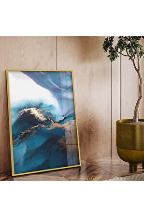 Siyah Metal Çerçeveli Modern Çizim Soyut Tema Kırılmaz Cam Tablo