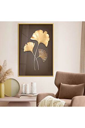 Siyah Metal Çerçeveli Modern Çizim Çiçek Tema Kırılmaz Cam Tablo