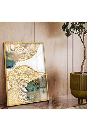 Gümüş Metal Çerçeveli Soyut Çizim Kırılmaz Cam Tablo