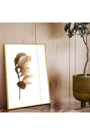 Siyah Metal Çerçeveli Yaprak Desen Kırılmaz Cam Tablo