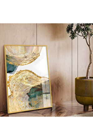 Siyah Metal Çerçeveli Soyut Tema Modern Çizim Kırılmaz Cam Tablo