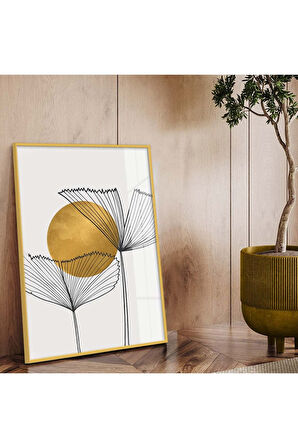 Gümüş Metal Çerçeveli Kolaj Çizim Modern Tema Kırılmaz Cam Tablo