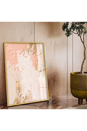 Siyah Metal Çerçeveli Soyut Tema Modern Çizim Kırılmaz Cam Tablo