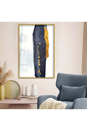 Gümüş Metal Çerçeveli Soyut Tema Modern Çizim Kırılmaz Cam Tablo