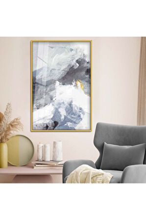 Siyah Metal Çerçeveli Modern Çizim Soyut Tema Kırılmaz Cam Tablo