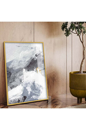 Siyah Metal Çerçeveli Modern Çizim Soyut Tema Kırılmaz Cam Tablo