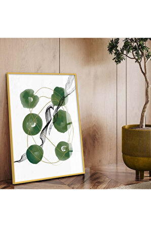 Gümüş Metal Çerçeveli Kolaj Çizim Soyut Tema Kırılmaz Cam Tablo