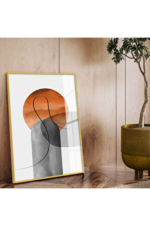 Siyah Metal Çerçeveli Modern Çizim Soyut Tema Kırılmaz Cam Tablo