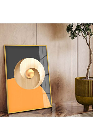 Gümüş Metal Çerçeveli Geometrik Çizim Soyut Tema Kırılmaz Cam Tablo