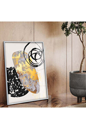 Siyah Metal Çerçeveli Modern Çizim Kırılmaz Cam Tablo