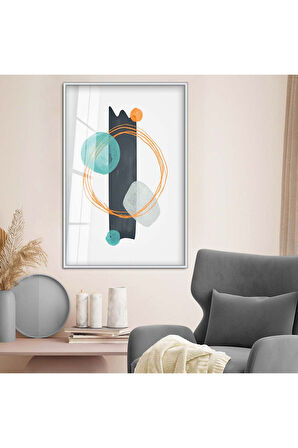 Siyah Metal Çerçeveli Modern Çizim Soyut Tema Kırılmaz Cam Tablo