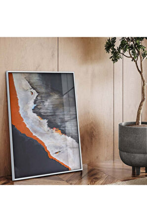 Gold Metal Çerçeveli Kolaj Çizim Kırılmaz Cam Tablo