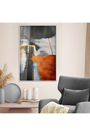 Gold Metal Çerçeveli Kolaj Çizim Kırılmaz Cam Tablo