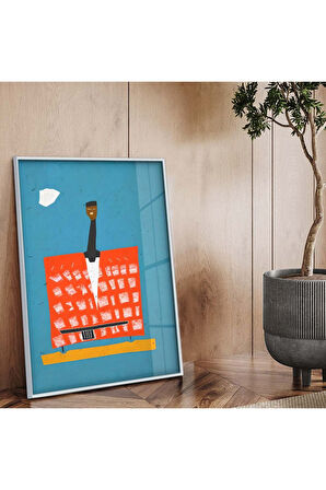 Gümüş Metal Çerçeveli Modern Çizim Kırılmaz Cam Tablo