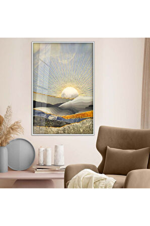 Siyah Metal Çerçeveli Soyut Çizim Kırılmaz Cam Tablo