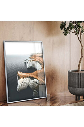 Gold Metal Çerçeveli Doğa Manzara Kırılmaz Cam Tablo