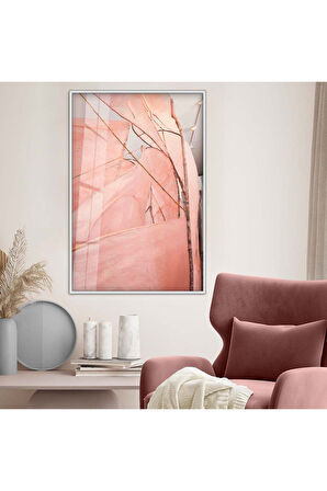 Gold Metal Çerçeveli Soyut Tema Kırılmaz Cam Tablo