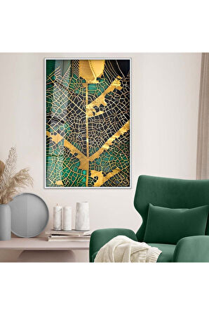 Siyah Metal Çerçeveli Soyut Tema Modern Çizim Kırılmaz Cam Tablo