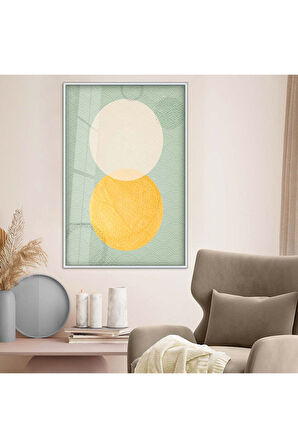 Gold Metal Çerçeveli Geometrik Desen Modern Çizim Kırılmaz Cam Tablo