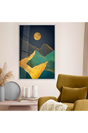 Siyah Metal Çerçeveli Kolaj Çizim Kırılmaz Cam Tablo