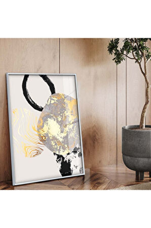Gümüş Metal Çerçeveli Modern Çizim Kırılmaz Cam Tablo