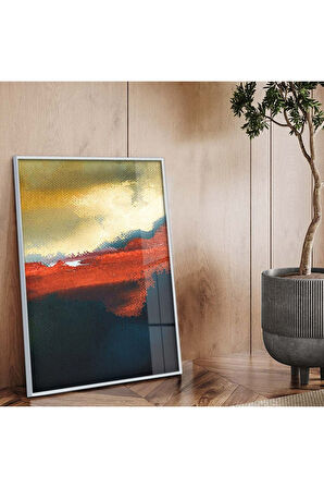 Siyah Metal Çerçeveli Modern Çizim Soyut Tema Kırılmaz Cam Tablo