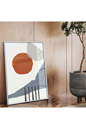 Siyah Metal Çerçeveli Kolaj Çizim Soyut Tema Kırılmaz Cam Tablo