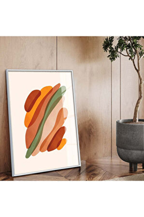 Siyah Metal Çerçeveli Modern Çizim Soyut Tema Kırılmaz Cam Tablo