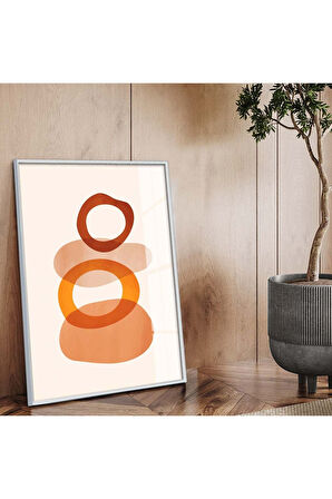 Gold Metal Çerçeveli Modern Çizim Soyut Tema Kırılmaz Cam Tablo