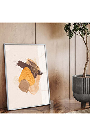 Siyah Metal Çerçeveli Modern Çizim Soyut Tema Kırılmaz Cam Tablo