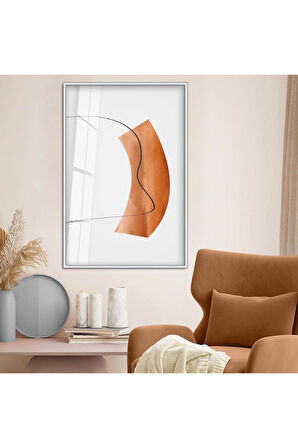 Siyah Metal Çerçeveli Modern Çizim Soyut Tema Kırılmaz Cam Tablo