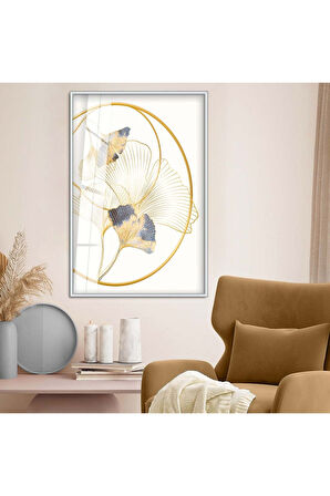 Siyah Metal Çerçeveli Kolaj Çizim Çiçek Desen Kırılmaz Cam Tablo