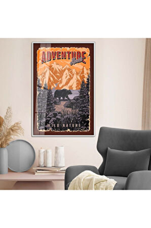 Gold Metal Çerçeveli Modern Çizim Hayvanat Bahçesi Tema Kırılmaz Cam Tablo