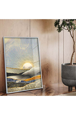 Siyah Metal Çerçeveli Soyut Çizim Kırılmaz Cam Tablo