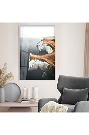 Gold Metal Çerçeveli Doğa Manzara Kırılmaz Cam Tablo