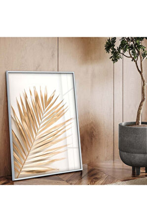 Siyah Metal Çerçeveli Modern Çizim Renkli Yaprak Kırılmaz Cam Tablo