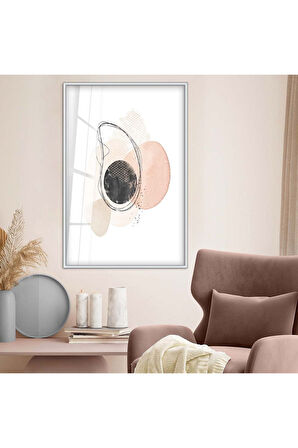 Gold Metal Çerçeveli Geometrik Desen Modern Çizim Kırılmaz Cam Tablo