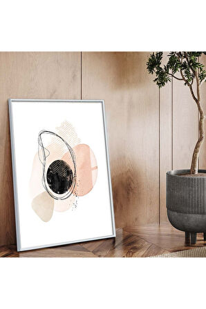 Gold Metal Çerçeveli Geometrik Desen Modern Çizim Kırılmaz Cam Tablo