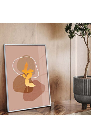 Siyah Metal Çerçeveli Kolaj Çizim Soyut Tema Kırılmaz Cam Tablo